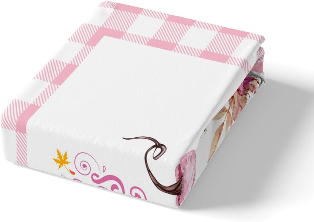 Juego de sábanas de otoño rosa, sábana bajera ajustable de calabaza para niños, niñas, adolescentes, decoración de habitación, juego de ropa de cama