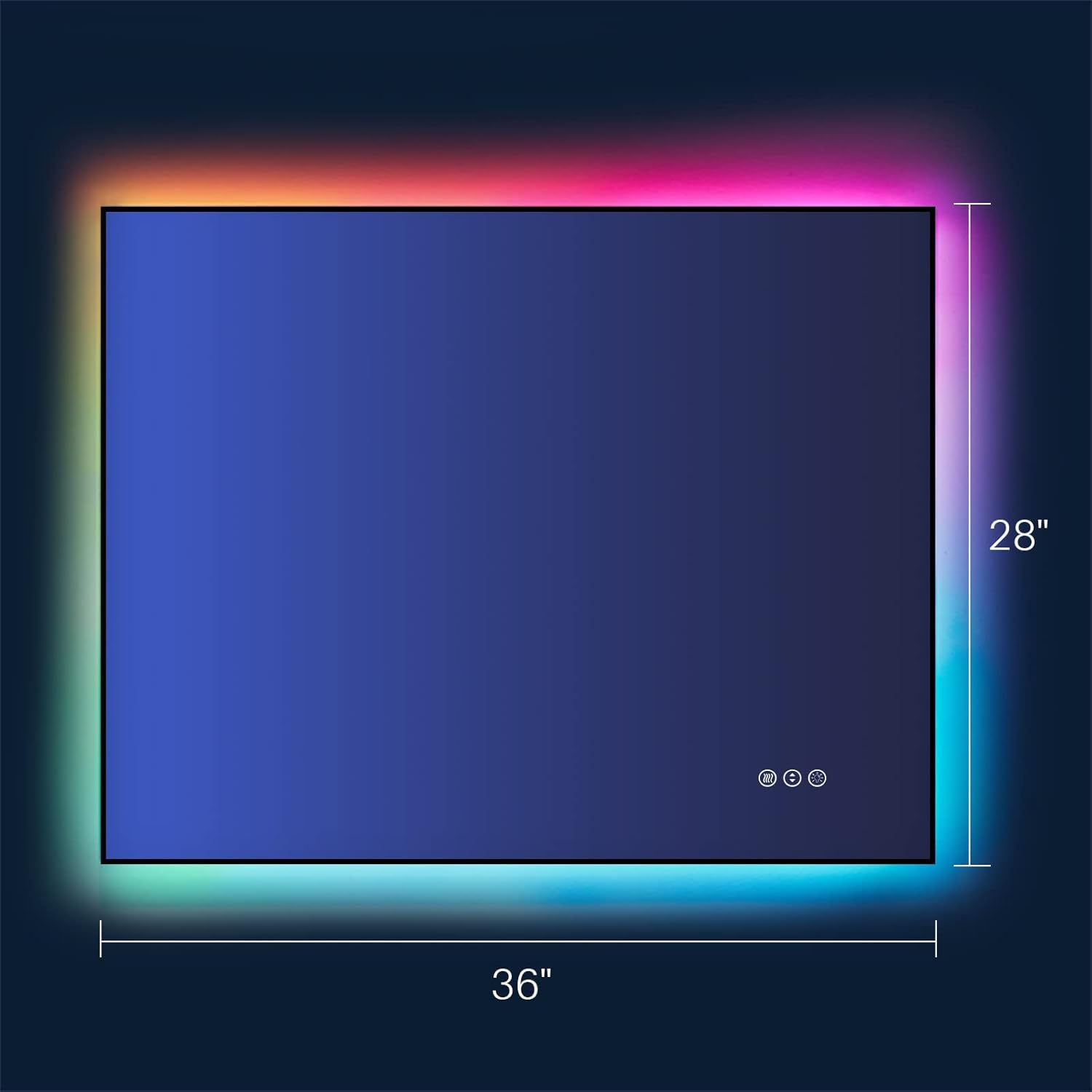Amorho Espejo de baño LED con retroiluminación RGB, 28 x 36 pulgadas, espejo de tocador iluminado que cambia de color para pared, control táctil,
