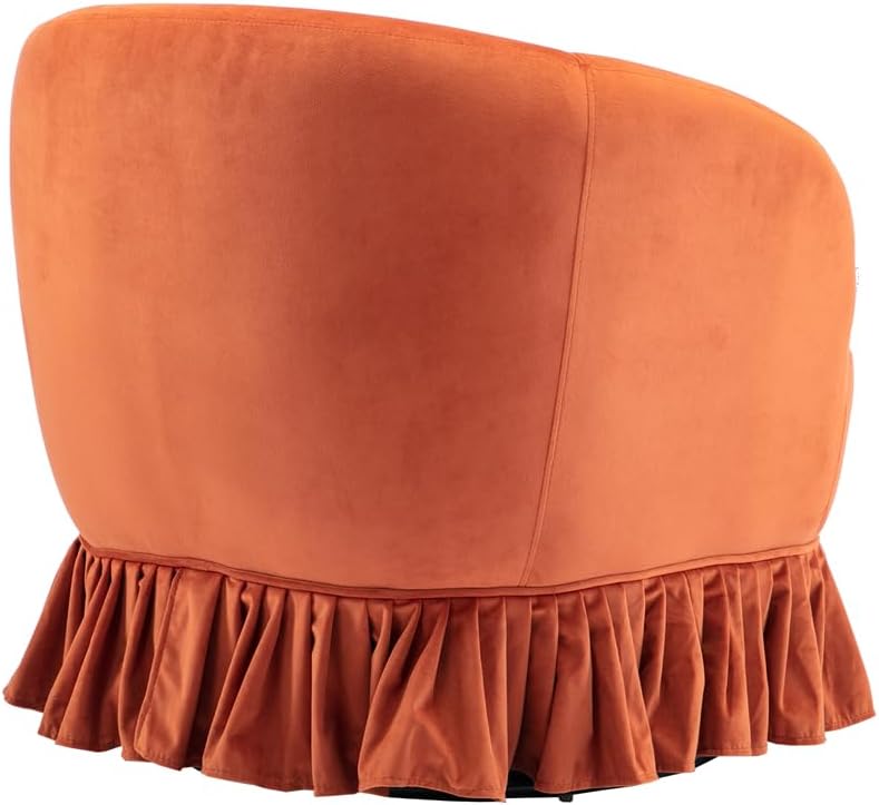 JINS&VICO Silla giratoria con diseño de barril, sillón individual tapizado de terciopelo con base de metal, sillas modernas y cómodas para sala de