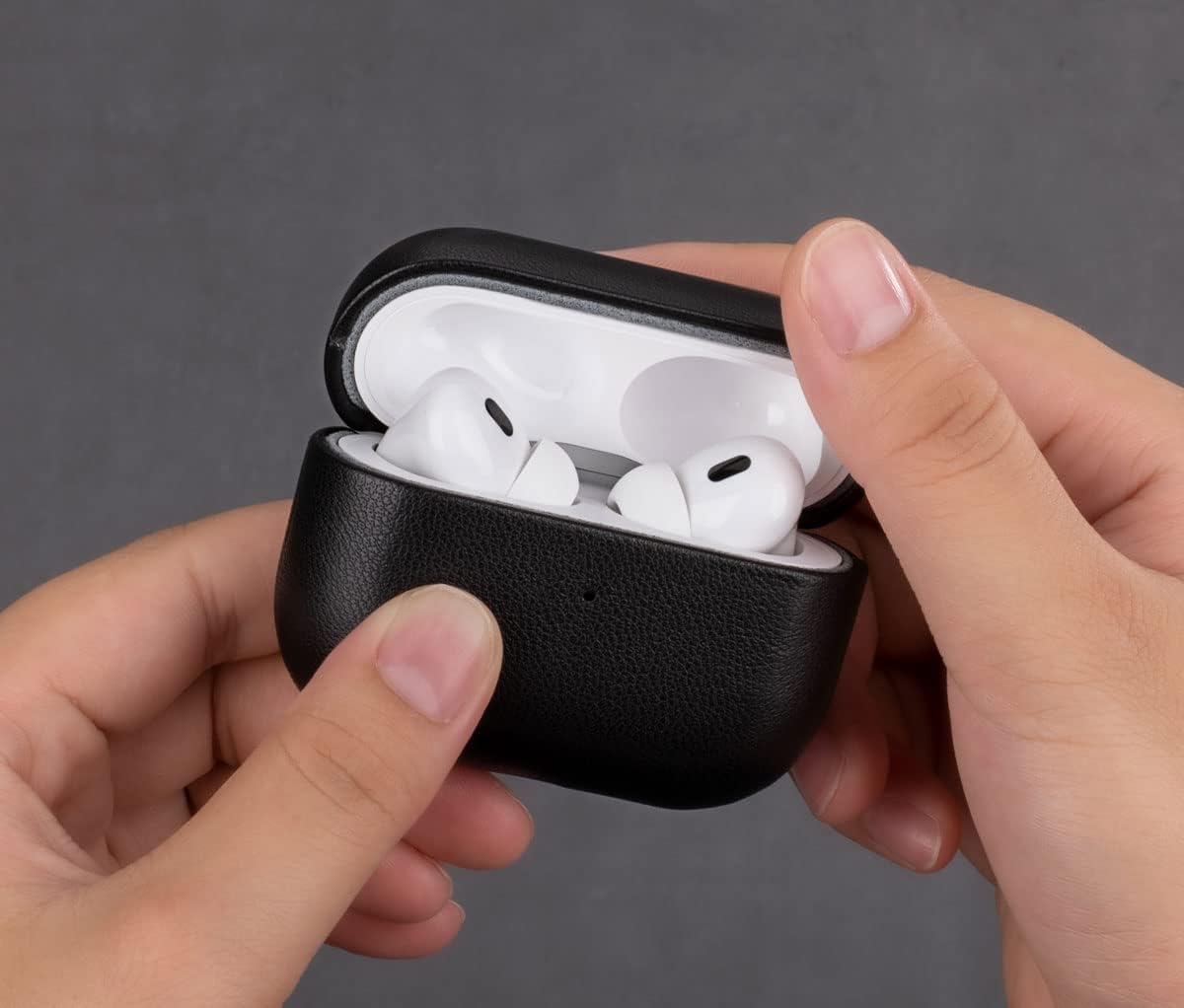 Lopie Funda de piel negra para AirPods Pro de 2 generación