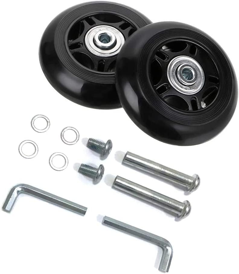 GSHFIGHTING – Juego de 2 ruedas negras de repuesto para maleta, 2.953 in x 0.945 in2.95 x 0.94 pulgadas, ejes de 1.772 in, ruedas de repuesto para