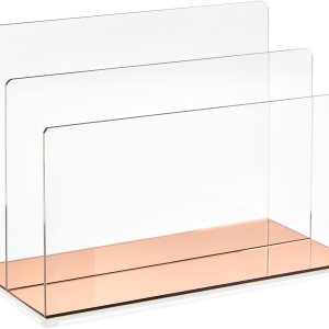 Okuna Outpost Organizador de archivos acrílico transparente con 2 ranuras, papel de escritorio de oficina, correo y clasificador de cartas (9 x 5 x Okuna Outpost Organizador de archivos acrílico transparente con 2 ranuras, papel de escritorio de oficina, correo y clasificador de cartas (9 x 5 x