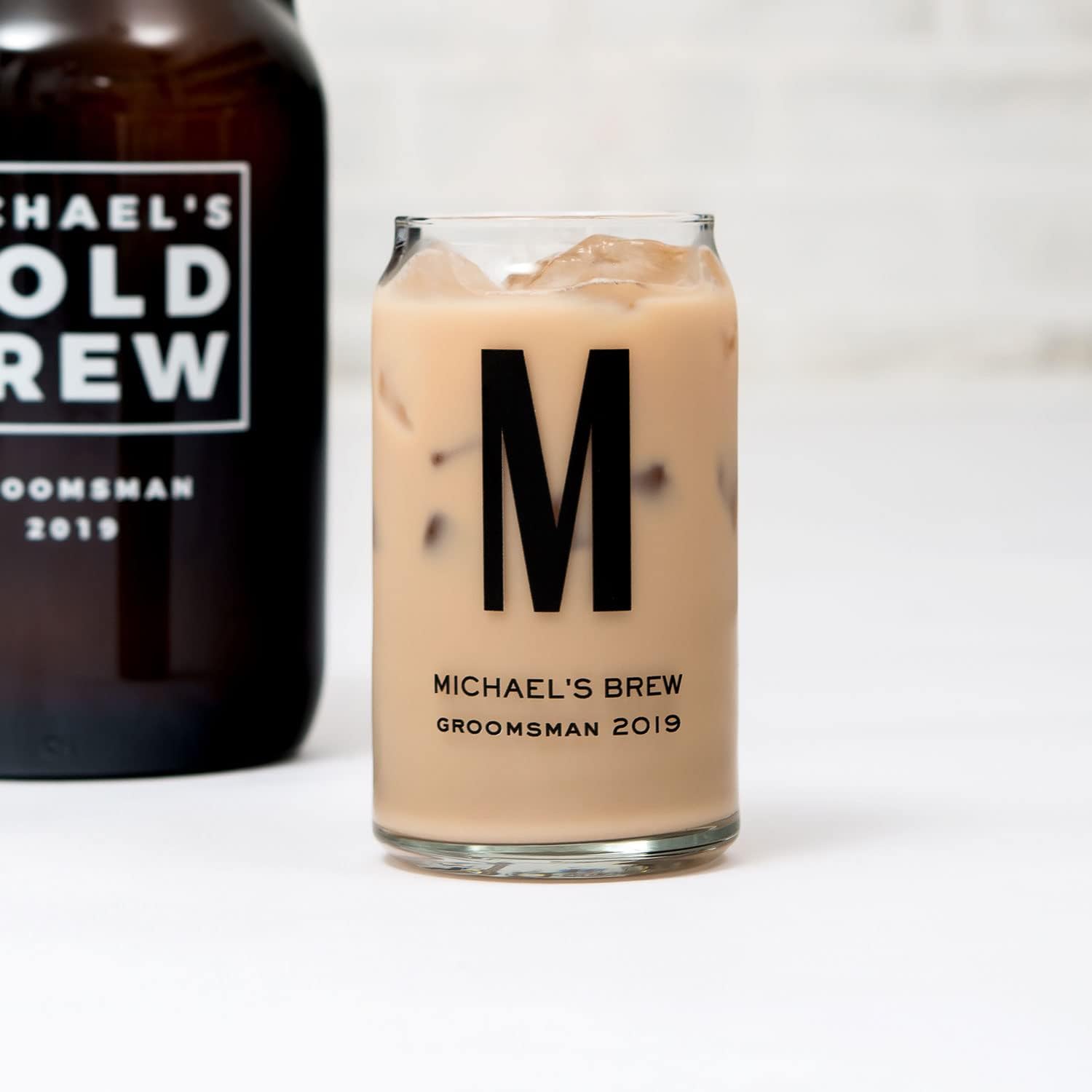 WEDDINGSTAR Vaso de cerveza personalizado en forma de lata de 16 oz – Impresión de monograma