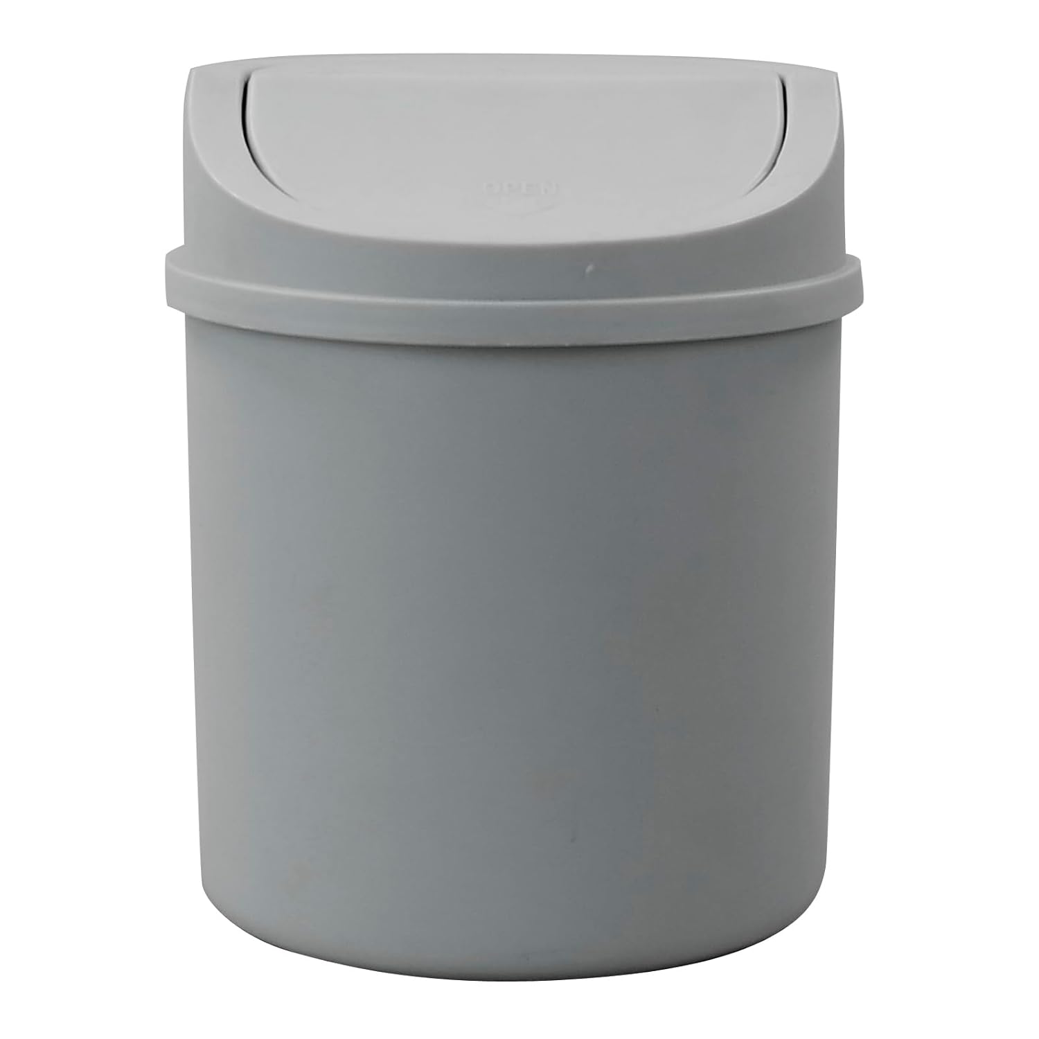 Mini bote de basura de plástico con tapa abatible, bote de basura pequeño de 0.7 galones, color gris