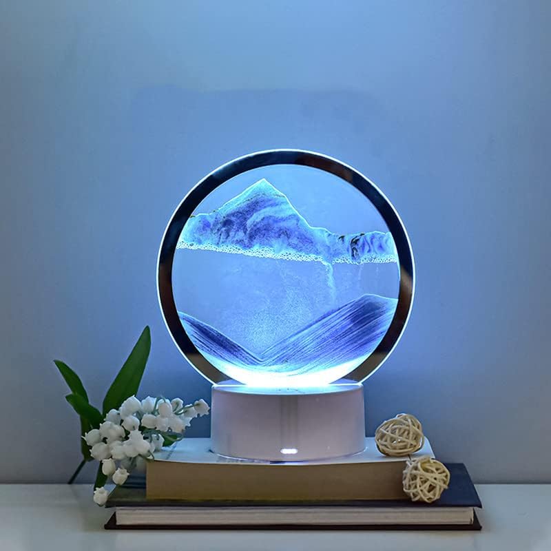 TEDATATA Lámpara de mesa creativa de pintura de arena, Luz de pintura de arena movediza de lujo, Decoración de atmósfera pequeña luz de noche,