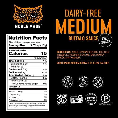 Salsa de búfalo Noble Made, Keto, sin gluten, salsa vegana para inmersión y ala, baja en carbohidratos, sin lácteos, baja en calorías, paleo, sin