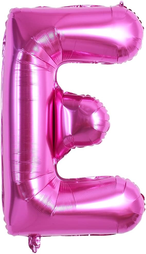 TONIFUL Globos grandes de 40 pulgadas con letras E de color rosa rojo intenso, globos grandes del alfabeto rosa intenso, globos grandes de Mylar