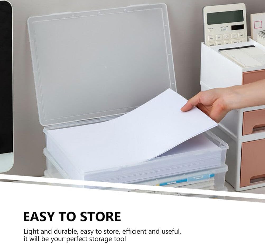 NUOBESTY Estuche organizador de escritorio de oficina, estuche de plástico transparente para álbumes de recortes, caja de almacenamiento de papel,