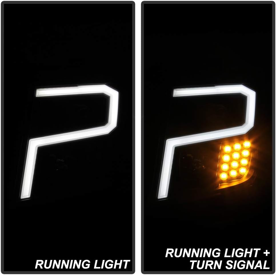 VIPMOTOZ Proyector halógeno de tubo de neón con tira LED para 2016-2023 compatible con Nissan TitanXD conductor y lado del pasajero, carcasa negra,