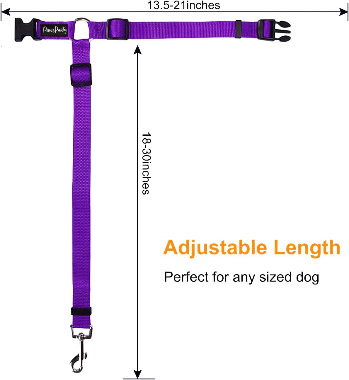 PawsPawty – Paquete de 2 cinturones de seguridad para perros, ajustable, tela de nailon, correas de seguridad para automóvil, arnés para perros,