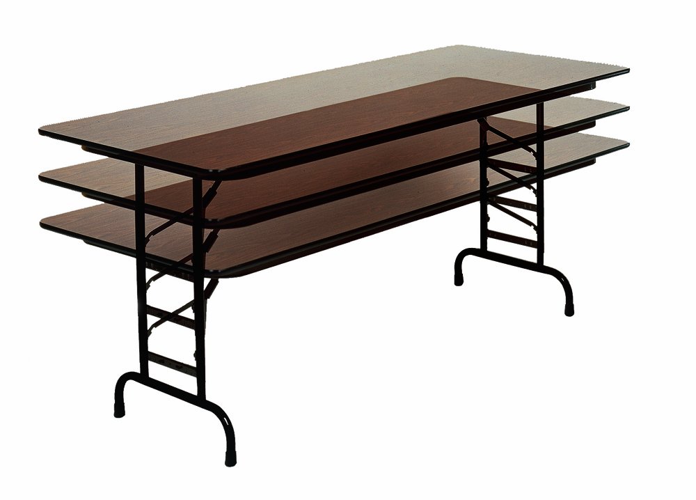 Correll CFA2448M 01 Mesa plegable de melamina de altura ajustable, rectangular, 24 pulgadas de ancho x 48 pulgadas de largo x 22 pulgadas a 32
