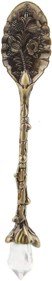 Cuchara de café, cuchara de postre con cabeza de cristal, diseño vintage, cuchara de café expreso, cuchara de té (bronce verde)