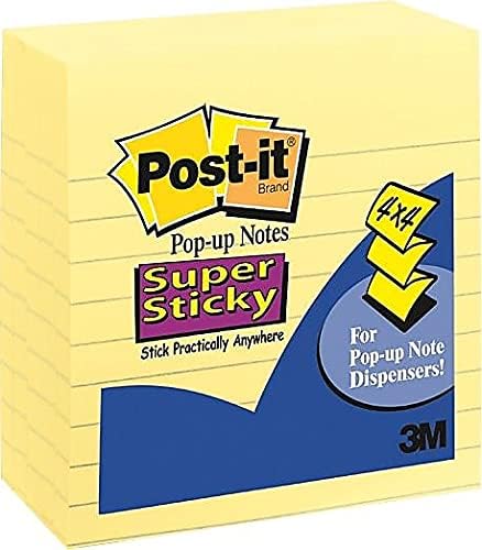 Post-it R440YWSS – Recambio de notas emergentes, forrado, 4 x 4, amarillo canario, 90 hojas, paquete de 5