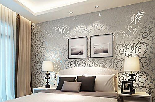 Papel tapiz plateado 3D, no tejido mate, patrón de flores plateadas, papel de pared para decoración del hogar, papel tapiz para sala de estar,