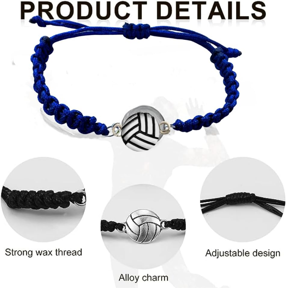 Sportybella Pulsera de voleibol – Pulseras ajustables para niñas con dije de voleibol. Regalos y recuerdos ideales para jugadores de voleibol.