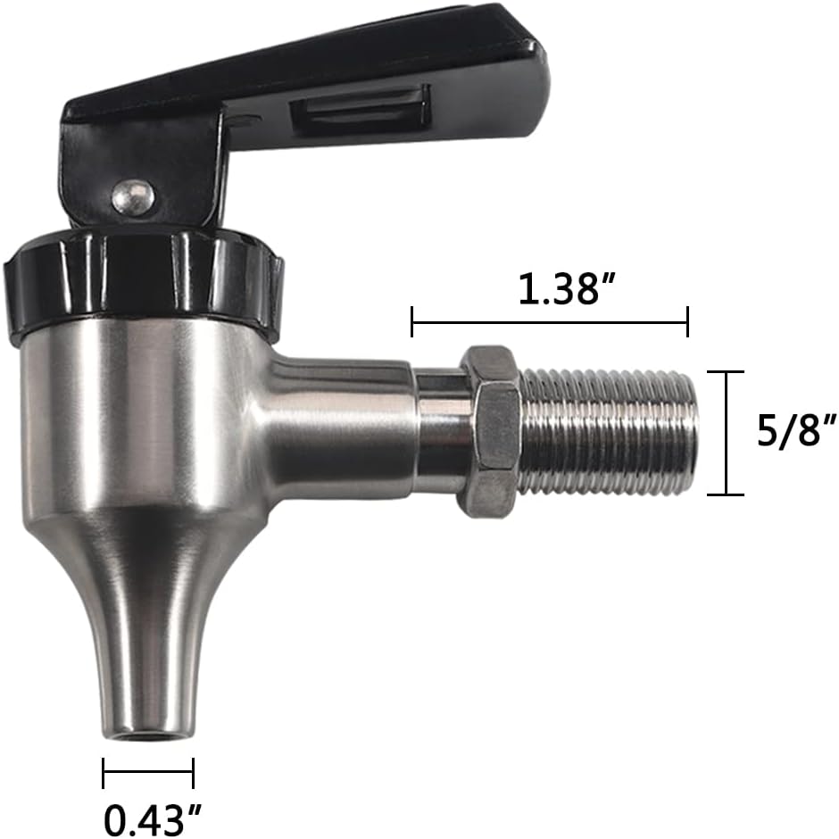 Dispensador de bebidas de cerveza de acero inoxidable, grifo de espita de repuesto, mango negro para jarra de café, jugo, agua fría y caliente,