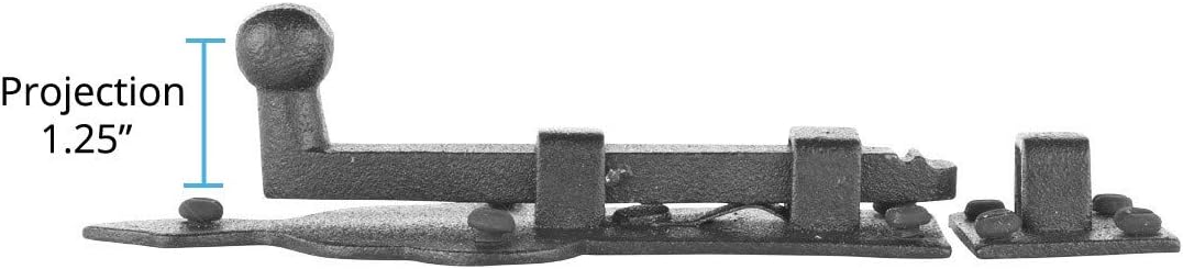 Renovators Supply Manufacturing Pestillo deslizante 3 34 pulgadas. Perno deslizante estilo punta de bola de hierro forjado negro con accesorios de
