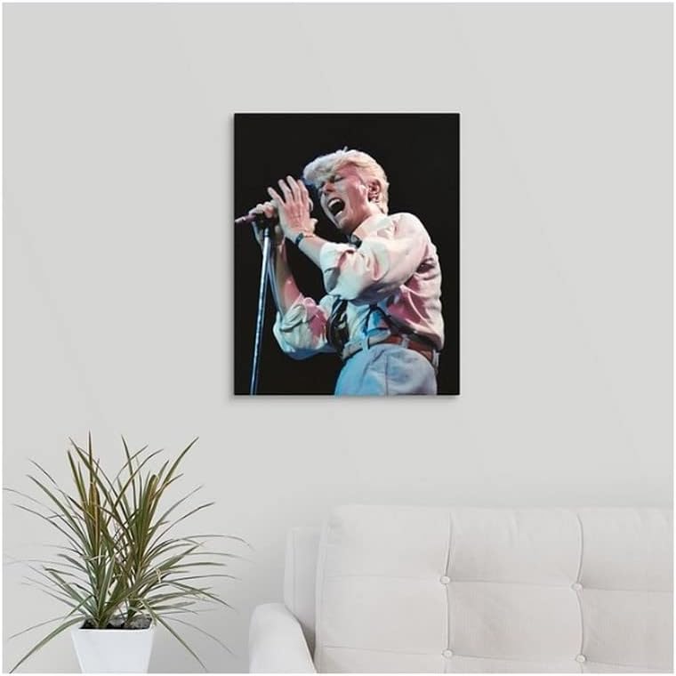 David Bowie cantando con los ojos cerrados a la luz de la luna en serio, recorrido fotográfico, reimpresión RP  Pósteres fotográficos artísticos