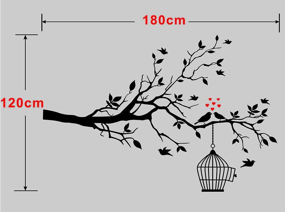 Bird Tree Branch Wall Decal – Birds Trees Wall Sticker Family TV Background Removable Vinyl Mural Wallpaper for Livingroom Kid Baby Nursery Room DIY