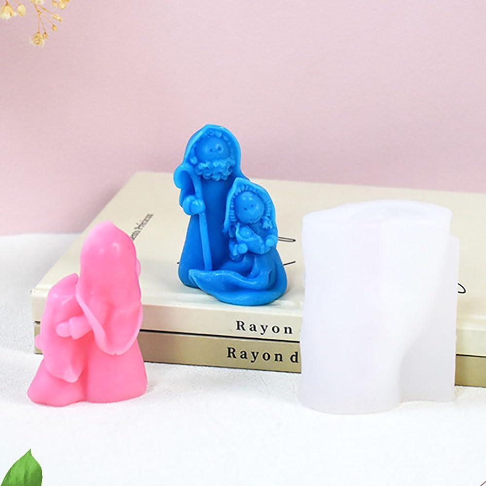 Molde de silicona religioso de Jesús Natividad de la Santa Familia para suministros de fabricación de velas, molde de vela de Jesús Virgen María,