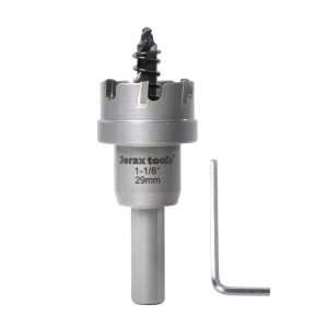 Jerax tools Cortador de agujeros con punta de carburo de tungsteno, sierra de agujero TCT de 1-18 pulgadas con profundidad de agujero de 0.197 in Jerax tools Cortador de agujeros con punta de carburo de tungsteno, sierra de agujero TCT de 1-18 pulgadas con profundidad de agujero de 0.197 in