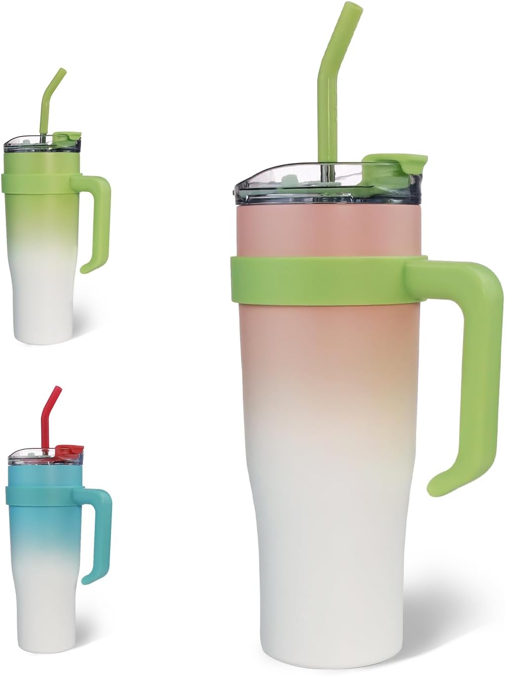 SEYGA – Vaso aislado de 40 onzas con asa  A prueba de derrames, taza de café de viaje para automóvil, botella de agua para deportes, oficina, bebida