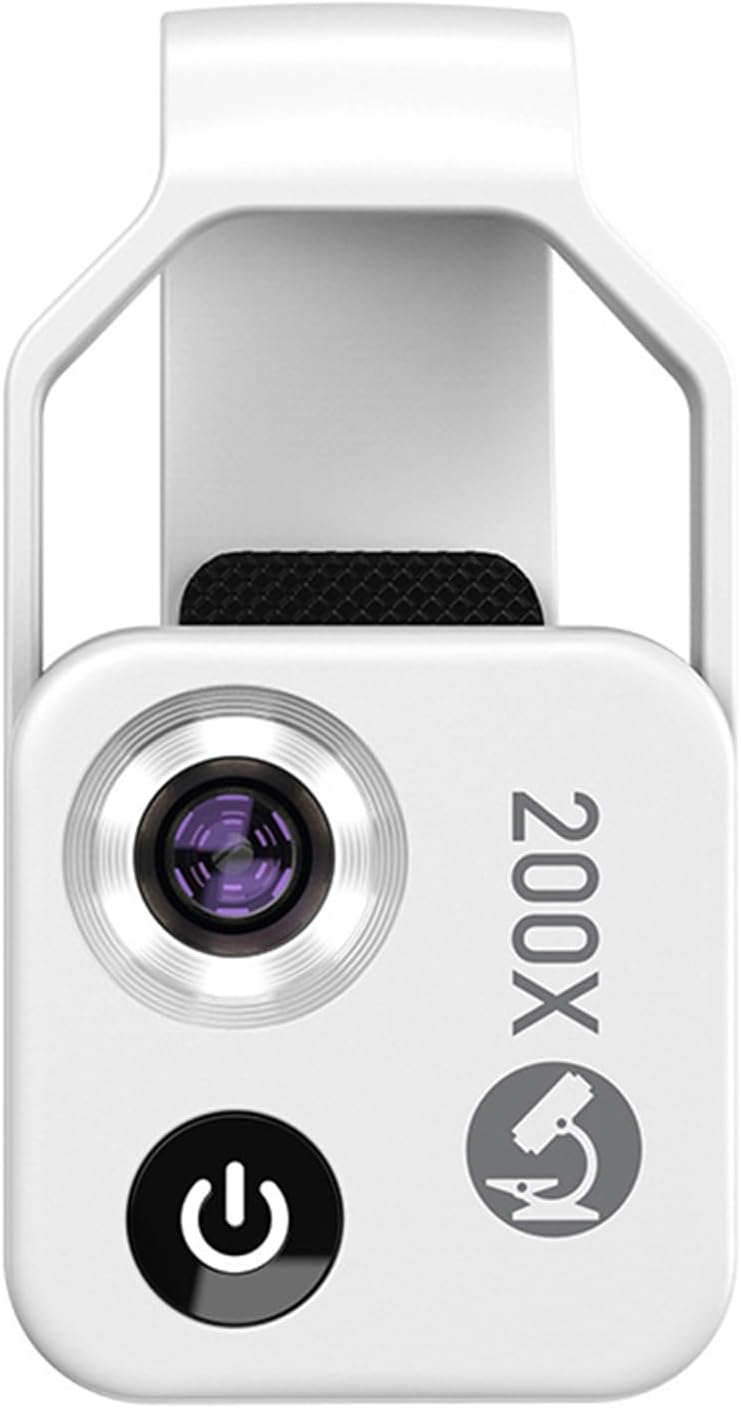 ANXPTIME Mini microscopio de bolsillo para teléfono 200X con luz LED CPL Microscopio digital Accesorios de cámara para la mayoría de teléfonos