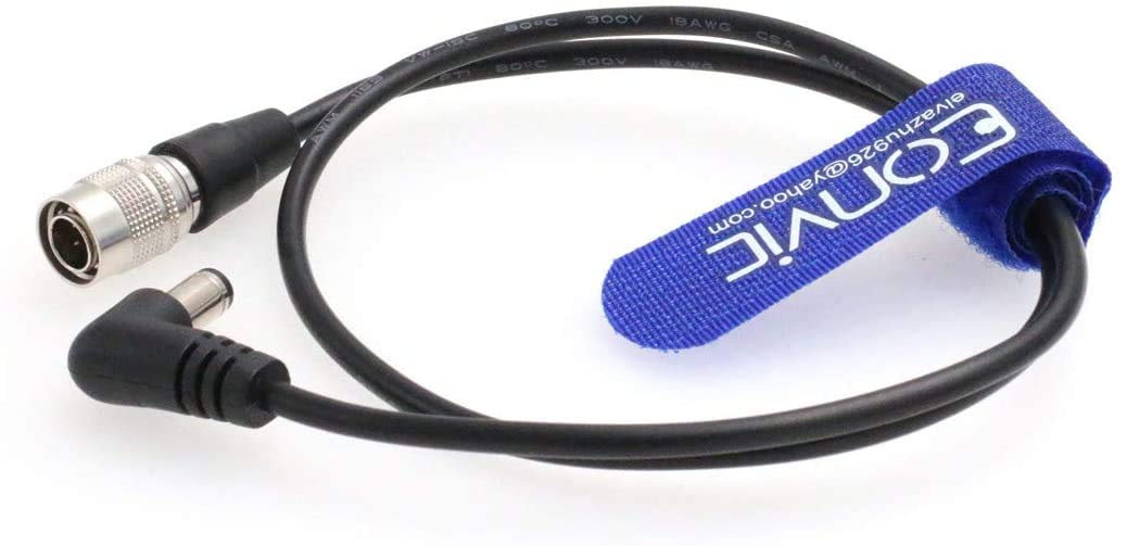 Eonvic Cable de alimentación Hirose de 4 pines a barril de ángulo recto Cable CC para dispositivos de sonido 633644688 Zaxcomn Zoom F4F8 Grabadora