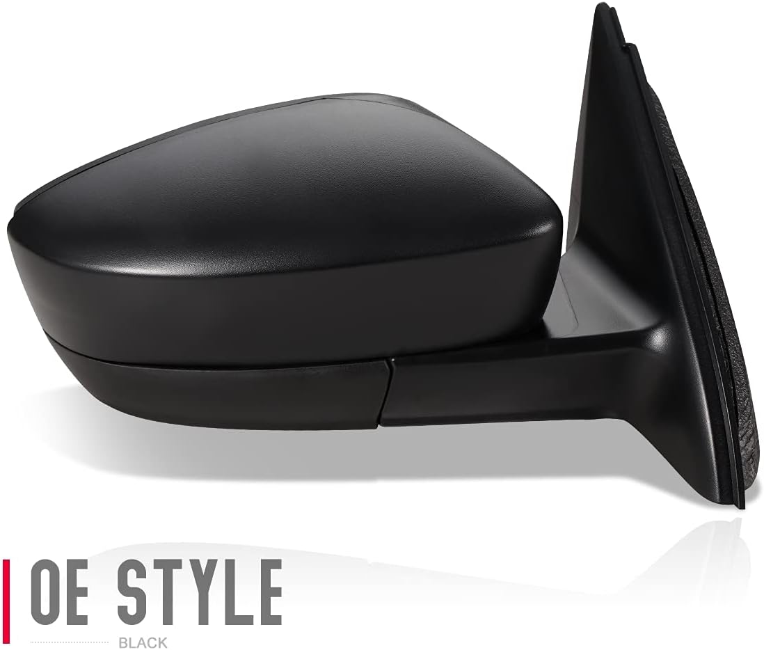 DNA Motoring OEM-MR-VW1321159 Espejo retrovisor plegable para el lado del pasajero con ajuste de potencia negro con vidrio calentado compatible con
