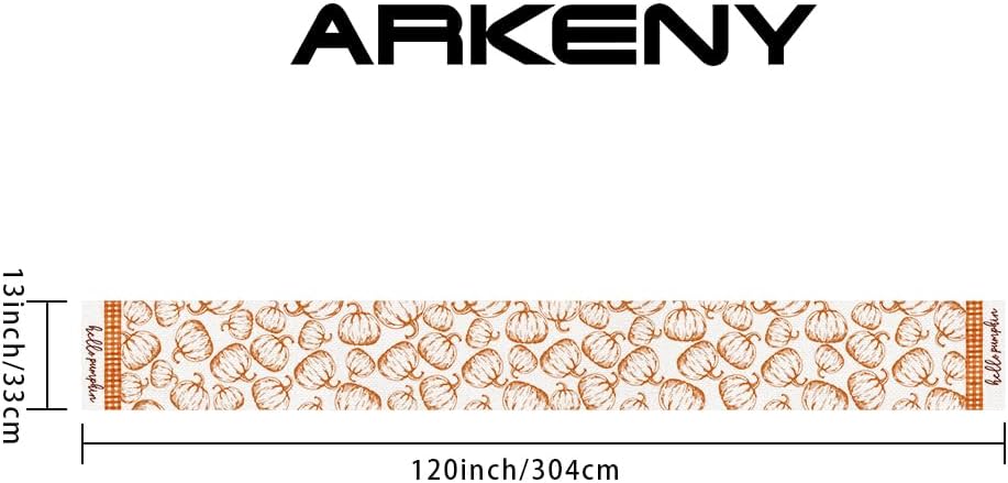 ARKENY Camino de mesa de Acción de Gracias de 13 x 120 pulgadas, naranja Hello Pumpkin, arpillera de temporada para interiores y otoño, camino de