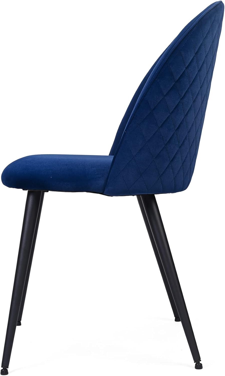 HomSof Juego de 4 sillas de comedor tapizadas de terciopelo, sillas auxiliares contemporáneas color azul marino con patas de metal negro