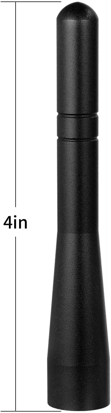Mini antena de radio de coche de 4 pulgadas de repuesto de antena corta con tapas de vástago de válvula para Chevrolet Dodge Car Pickup Truck (negro)