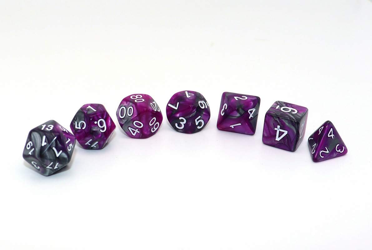 DND – Juego de dados poliédricos RPG para Dungeon and Dragons MTG, juego de dados (morado y plateado)