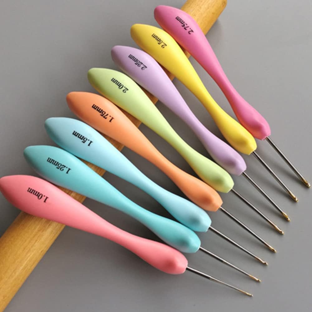 Katech – 8 agujas de ganchillo ergonómicas de diferentes tamaños y tamaños pequeños, juego de ganchillo de encaje, herramientas de tejer para
