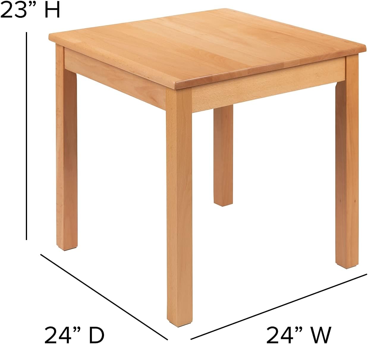 Flash Furniture Kyndl – Juego de mesa y silla de madera maciza natural para niños, para aula, sala de juegos, cocina