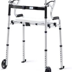 Health Line Massage Products – Andador plegable 4 en 1 con asiento de productos de masaje, andadores plegables ajustables de ancho con ruedas de 5 Health Line Massage Products – Andador plegable 4 en 1 con asiento de productos de masaje, andadores plegables ajustables de ancho con ruedas de 5