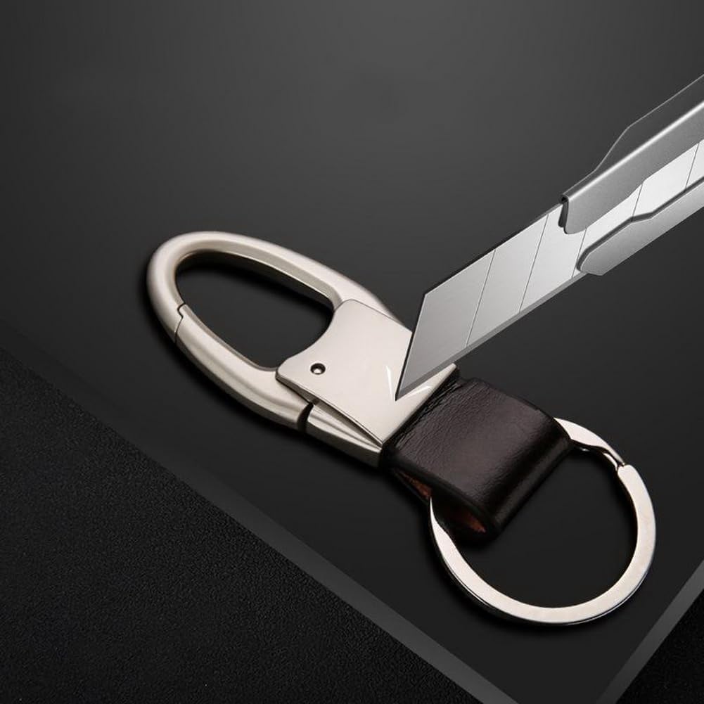 Llavero de cuero para automóvil con clip de mosquetón con 1 llavero de ganchos, soporte para bolso, cinturón, llavero, llavero, regalo resistente