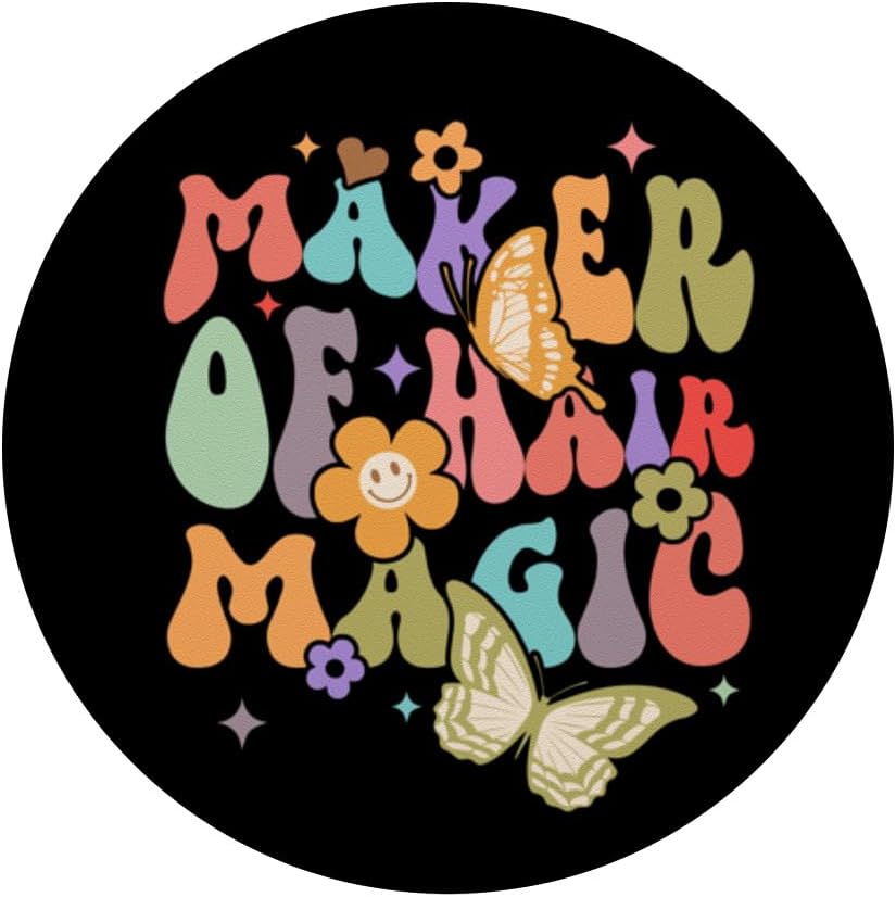 Maker Of Hair Magic Groovy Hairdresser Squad Hair Stylish PopSockets Swappable PopGrip