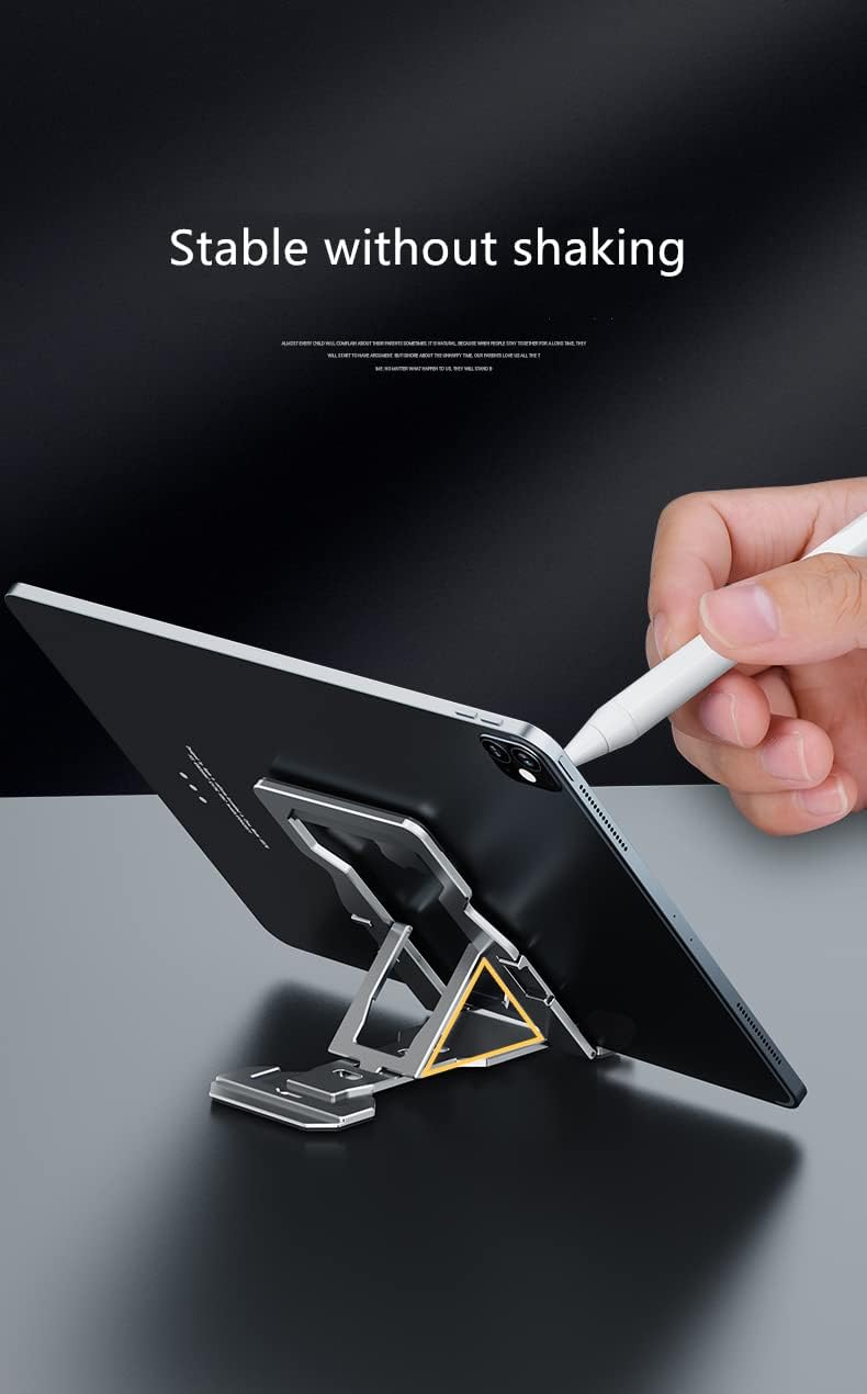 Soporte para teléfono celular, totalmente plegable, soporte de teléfono de aluminio con almohadilla antideslizante antiarañazos, soporte portátil