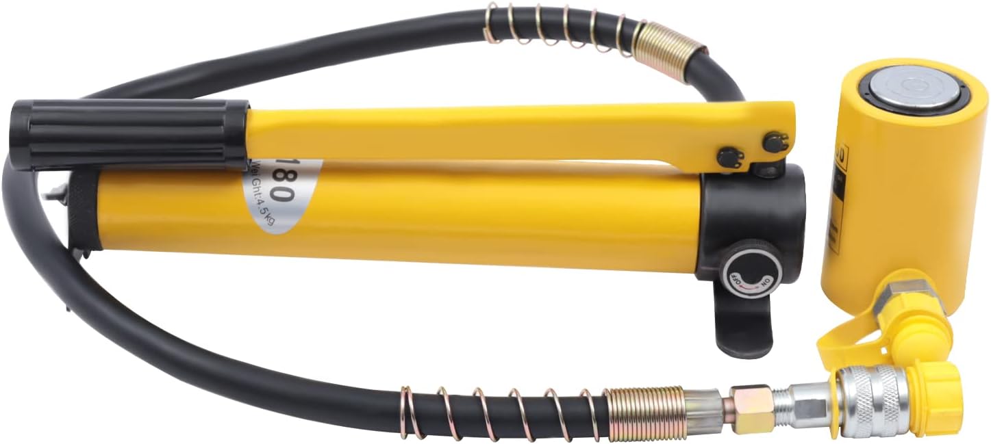 CP-180 Gato de cilindro hidráulico de 2 velocidades – Capacidad 10T, bomba manual operada a mano con paquete de potencia y acoplador