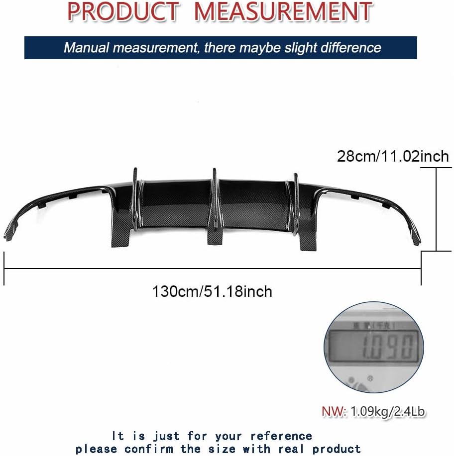 Difusor trasero de fibra de carbono para Mercedes Benz C63 AMG Sedan W204 2008-2011 parachoques trasero cenefa divisora alerón (con aleta de