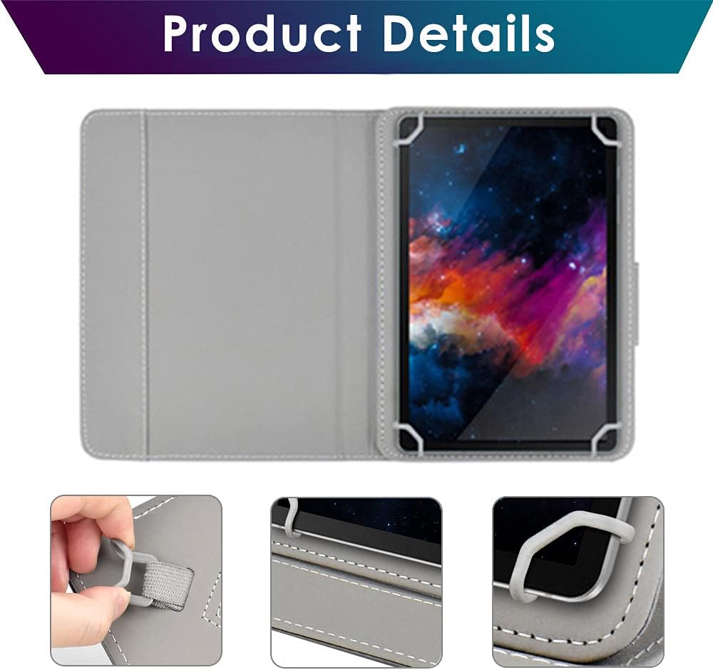 DETUOSI Funda universal para tablet de 10.1 pulgadas, funda para tablet de 10 pulgadas, funda protectora portátil de cuero con soporte de cuero con