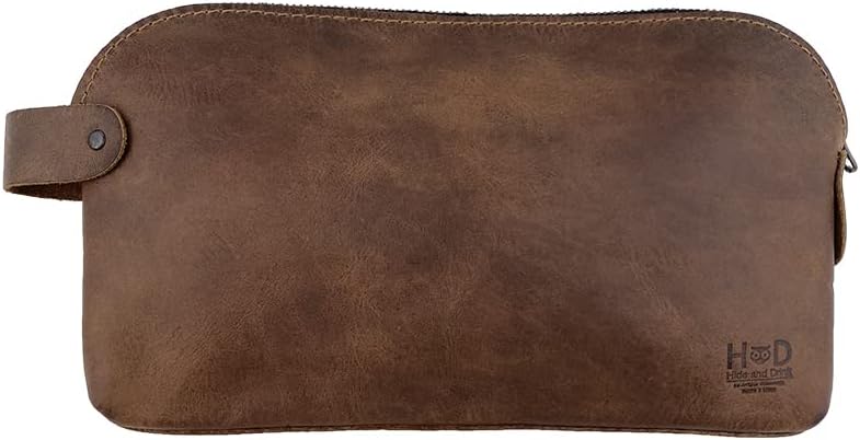 Hide & Drink, Bolsa grande rústica multiusos para cables y cargadores, bolsa de viaje, bolsa multiusos, cuero de grano completo, hecho a mano,