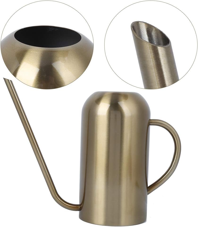 Fydun Stainl Steel Spout Wate Can Garden Wate Pot Irrigation Tool Gold 1.5L Stainl Steel Spout Wate for Family
