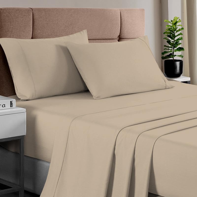 Pizuna – Ropa de cama de 100% tejido de satén de algodón de fibra larga de 400 hilos (juegos de sábanas, juego de funda).