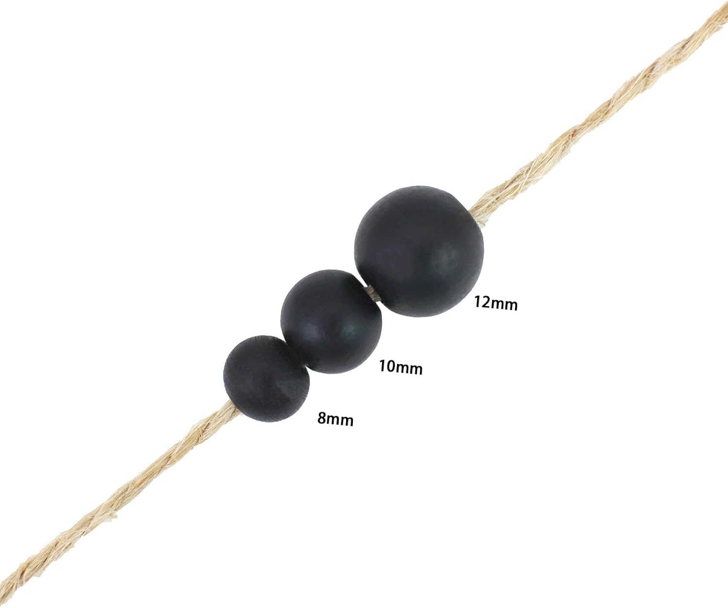 ZH158 – 400 cuentas de madera pintadas en negro de 0.472 in, pulsera espacial redonda para hacer llaveros, manualidades de bricolaje, fabricación de