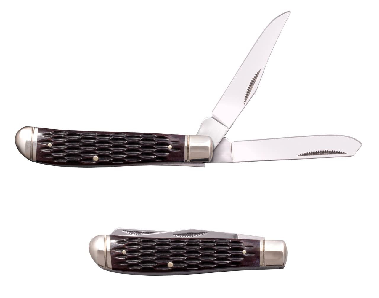 Cold Steel Knives FL-MTRPR-J Jigged Brown Bone Mini Trapper Cuchillo de bolsillo inoxidable