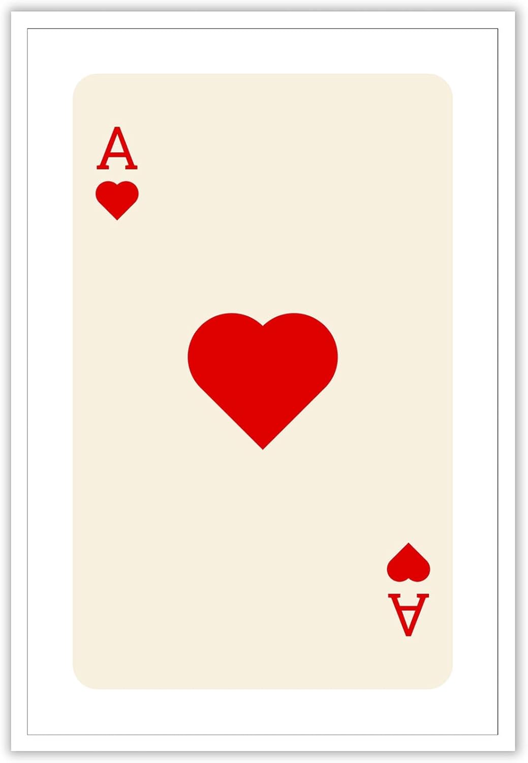 Dcvjiy Póster rojo de Ace Of Hearts de moda retro de cartas de juego en lienzo, arte de pared, impresiones estéticas bonitas, pintura moderna y