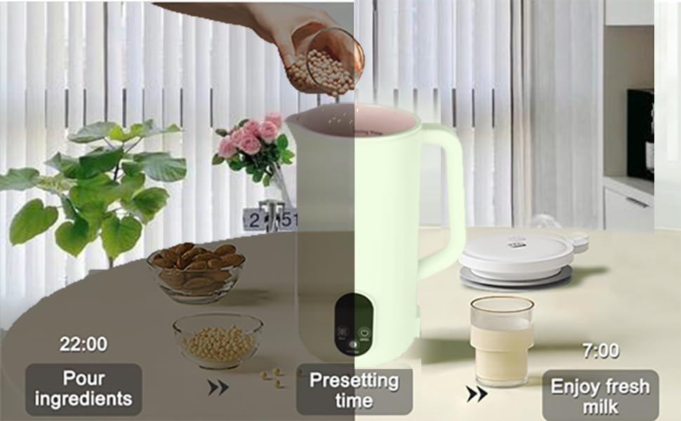 LMFUEN Máquina automática de leche de soja y nueces, 27 onzas líquidas, procesador de alimentos, pasta de arroz, jugo, licuadora caliente de