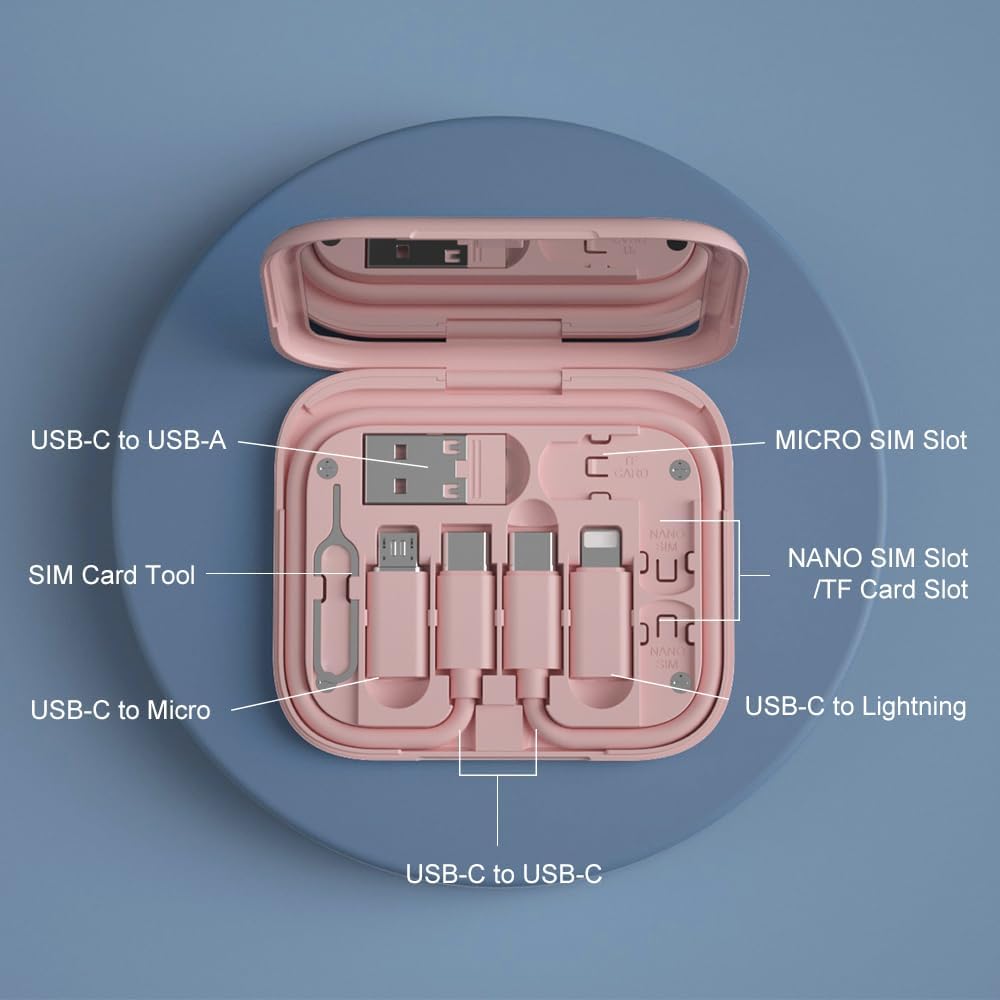 YANZIE Adaptador USB-C a USB, caja de cable USB C a iluminación contiene espejo de maquillajecable USB CMicro USB a USB CUSB A a USB C, adaptadores